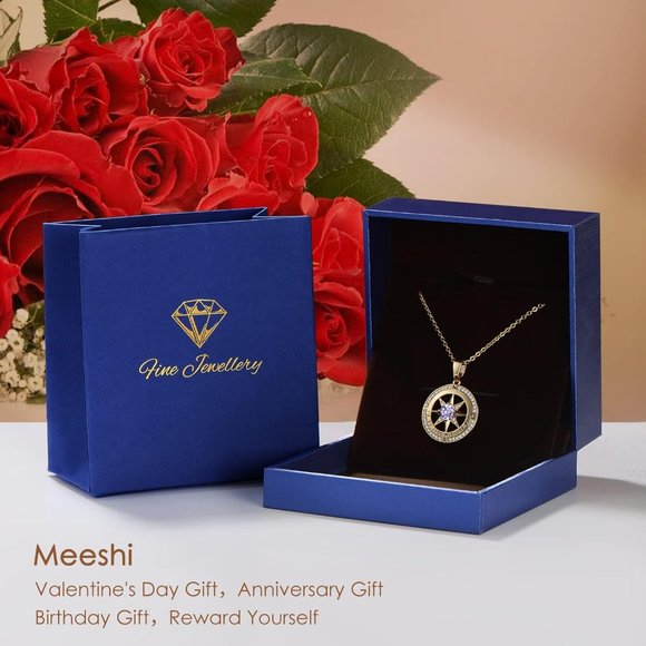 Meeshi Gold Compass Birthstone I'd be Lost Without You Necklace - Picture 5 of 6
